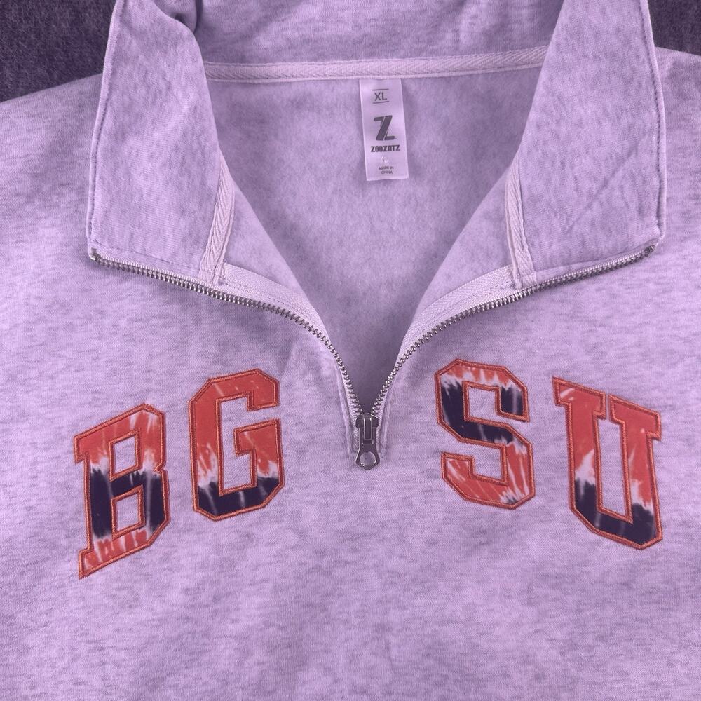 BGSU Ohio Women’s XL Cropped 1/4 Zip Gray Pullover‎ Hoodie NWOT Embroidered - Picture 8 of 12